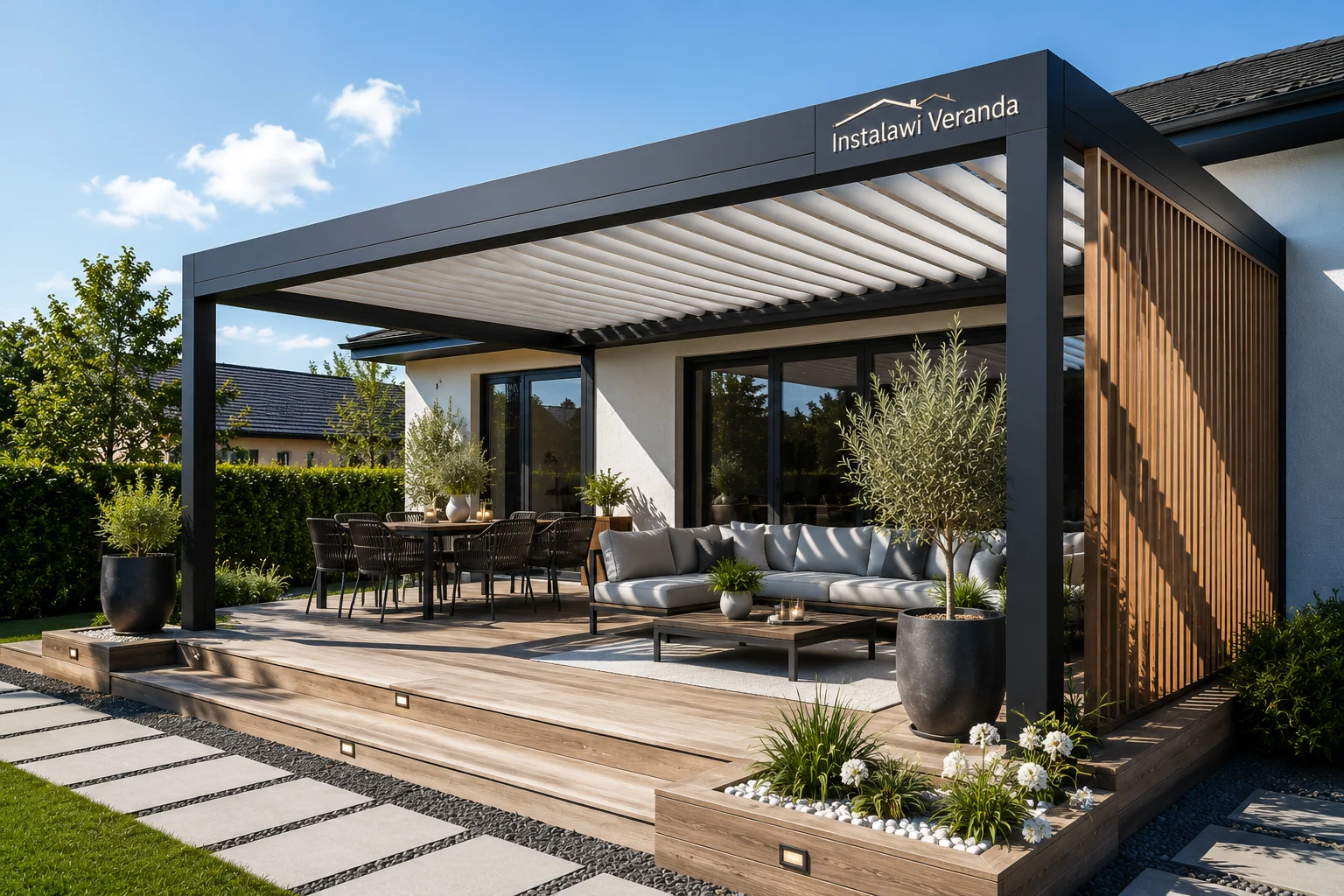 Luxe terrasoverkapping met LED